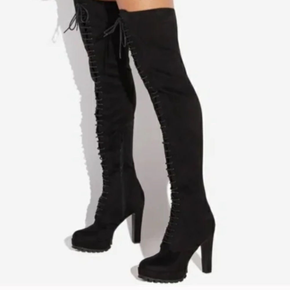 REMI knee- high, black high heel boots